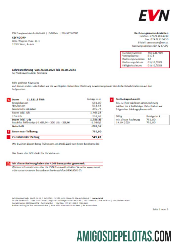 Projeto de lei de serviços públicos de eletricidade da EVN, página 1 SCR exemplo